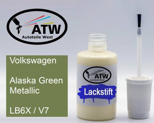 Volkswagen, Alaska Green Metallic, LB6X / V7: 20ml Lackstift, von ATW Autoteile West.